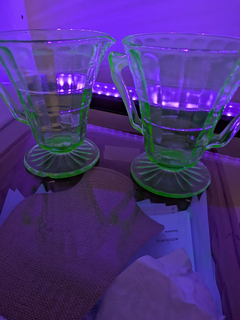 Green Depression Uranium Glass Creamer Sugar